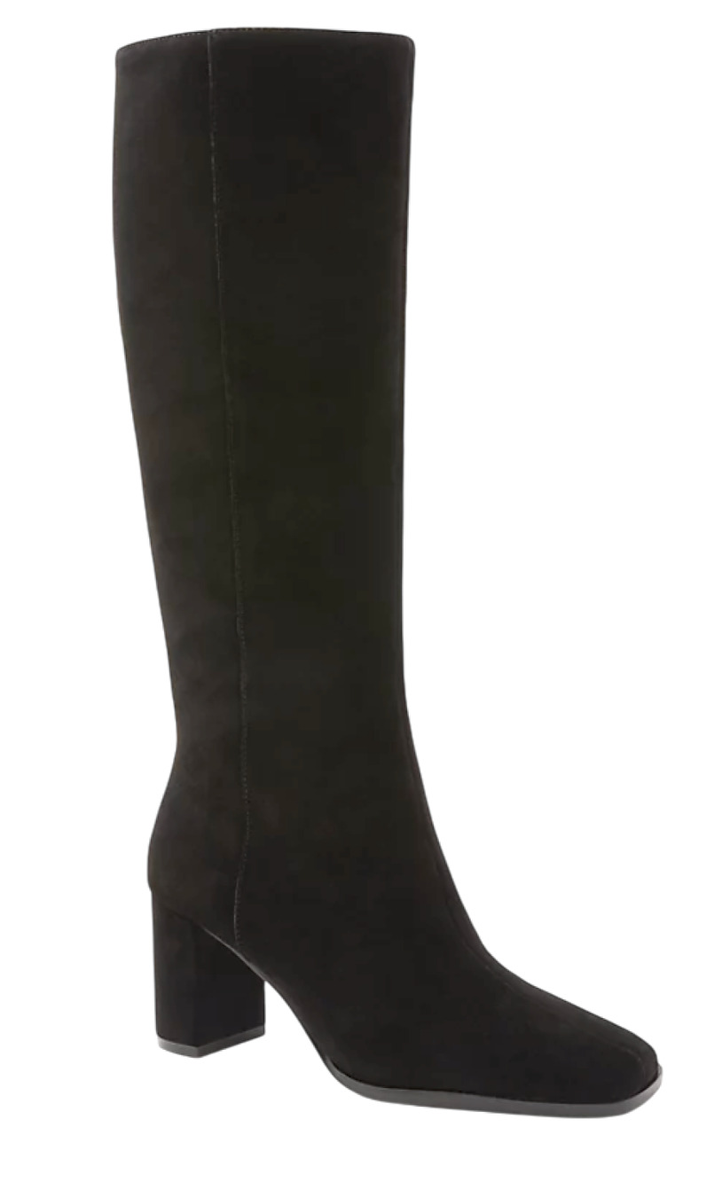 NEW ANN TAYLOR BLACK BLOCK HEEL SQUARE TOE SUEDE TALL BOOTS SIZE 6